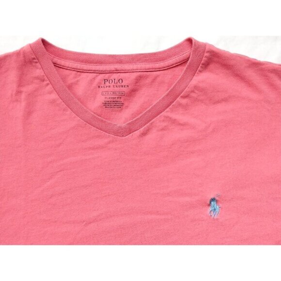 Polo Ralph Lauren Tops - Polo Ralph Lauren Women's Pink V Neck Short Sleeve T Shirt Large